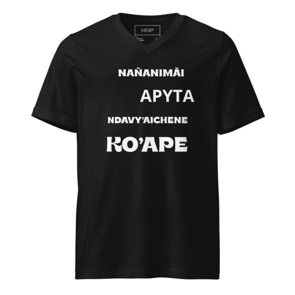unisex-v-neck-tee-black-front-69e0fb378247a.jpg Remera manga corta Nañanimãi cuello pico