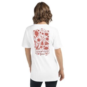 unisex-v-neck-tee-white-back-69dd5337ce287.jpg Remera Kuna Guapa paraguaya con diseño rojo en la espalda